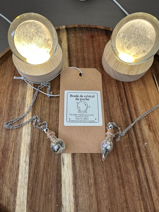 Collier Spell Jar d'intuition / Boule de cristal de poche