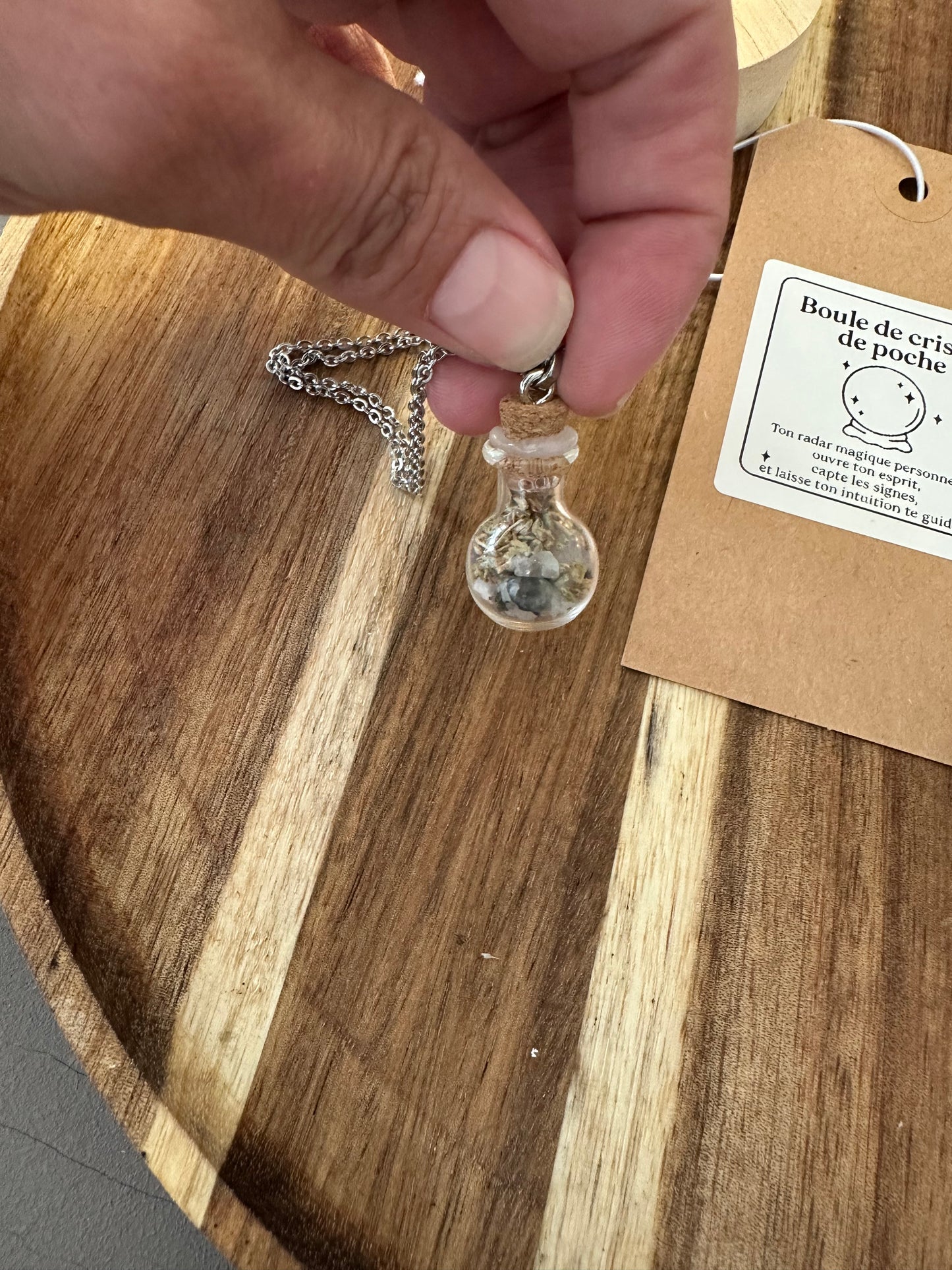 Collier Spell Jar d'intuition / Boule de cristal de poche