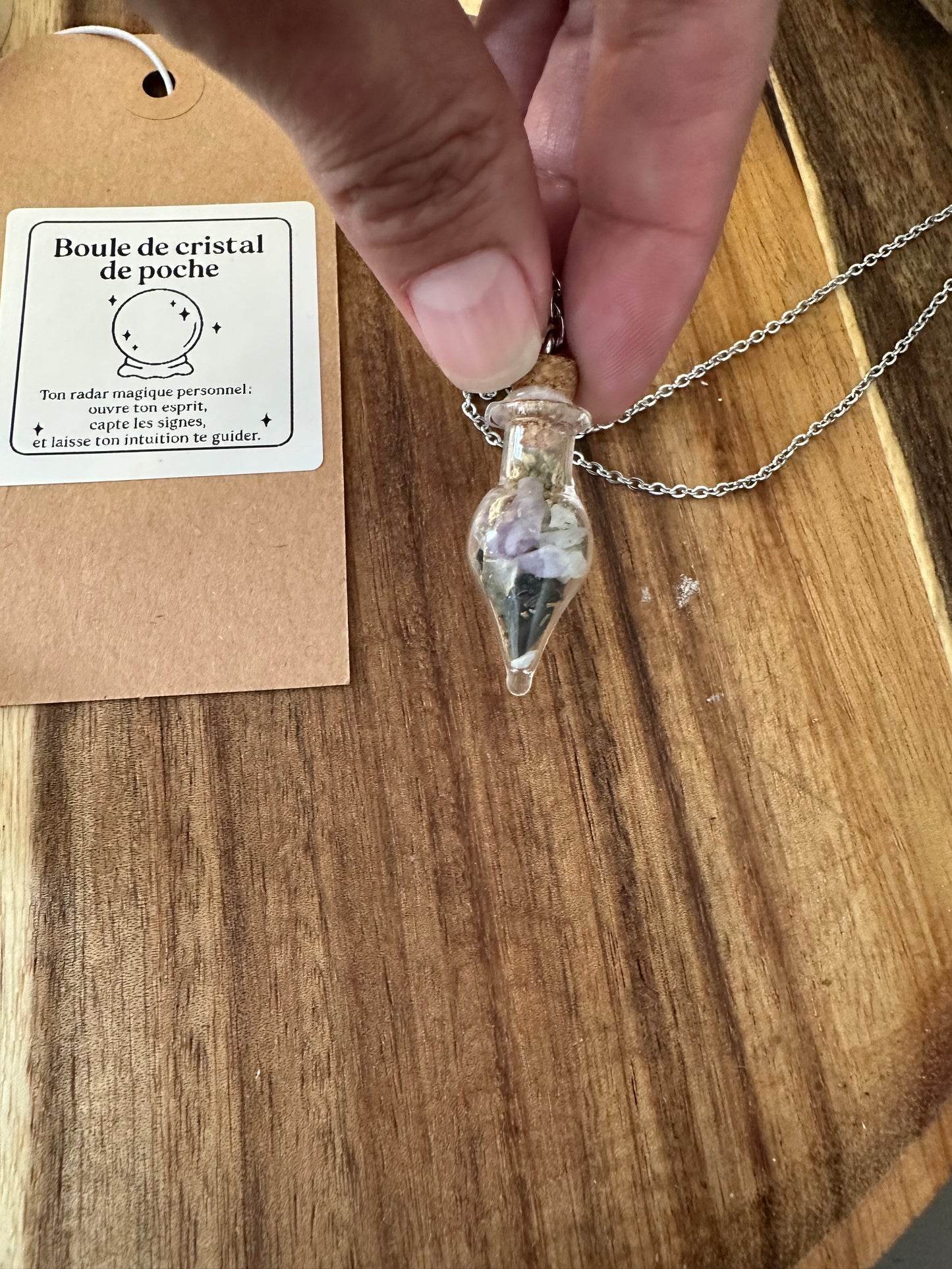Collier Spell Jar d'intuition / Boule de cristal de poche