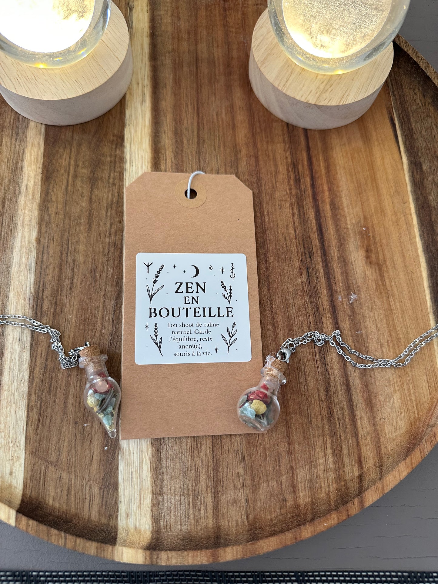 Collier Spell Jar d'ancrage et d'harmonie / Zen en bouteille