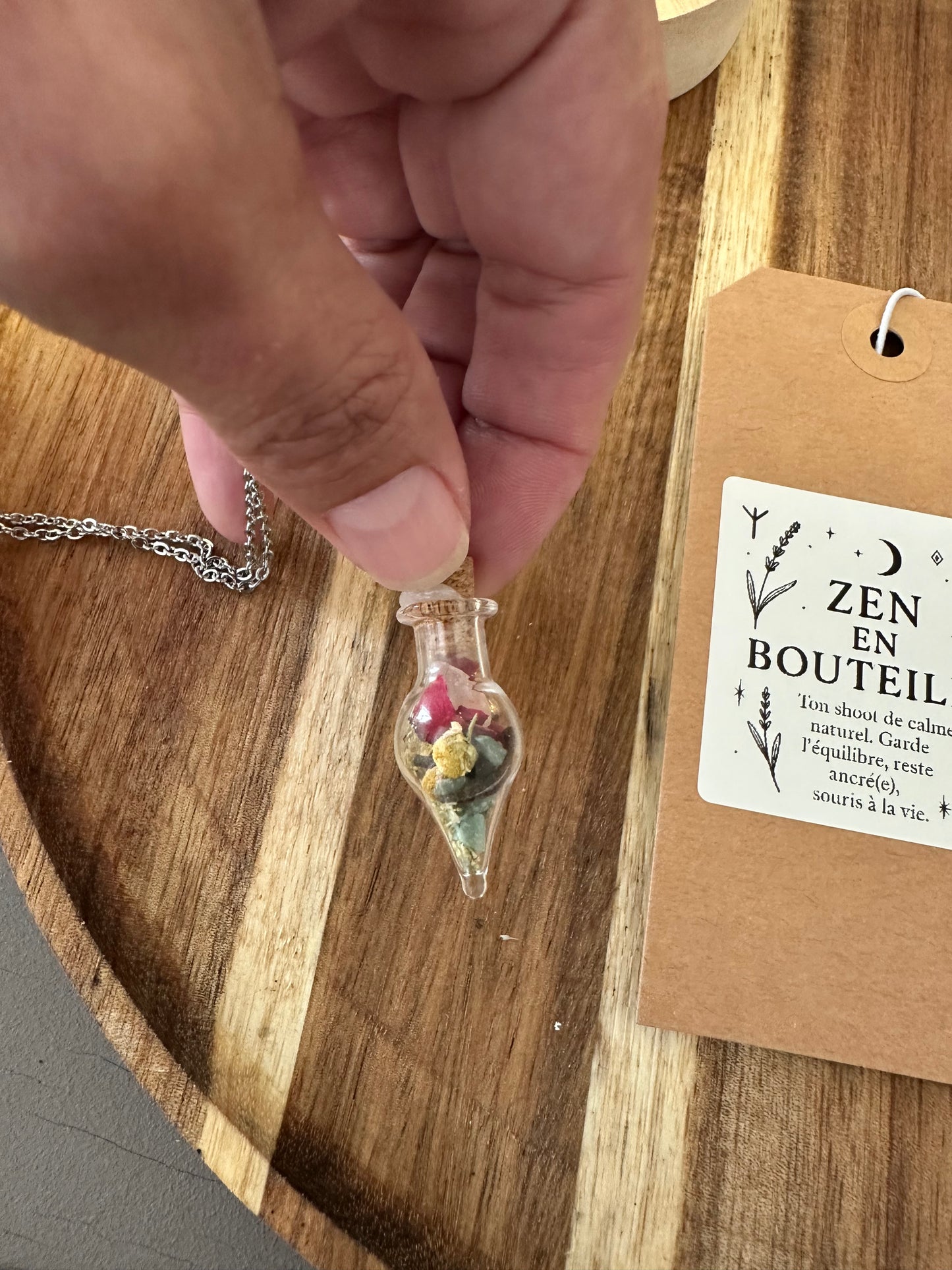 Collier Spell Jar d'ancrage et d'harmonie / Zen en bouteille